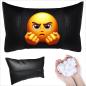 Preview: Auto Nackenkissen 20x30cm Nackenpolster Leder Schwarz mit Druck Design Smiley